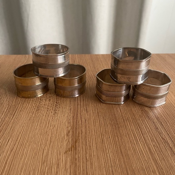 Vintage Brass Napkin Ring Holders set of six - Picture 1 of 4